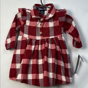 Limited Too red and white plaid flannel dress NWT size 6-9 months